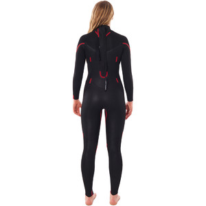 2022 Rip Curl Dames Omega 3/2mm E-stich Rug Ritssluiting Wetsuit WSM9TW - Black